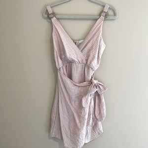 Selfie Leslie wooden embellishment wrap mini dress